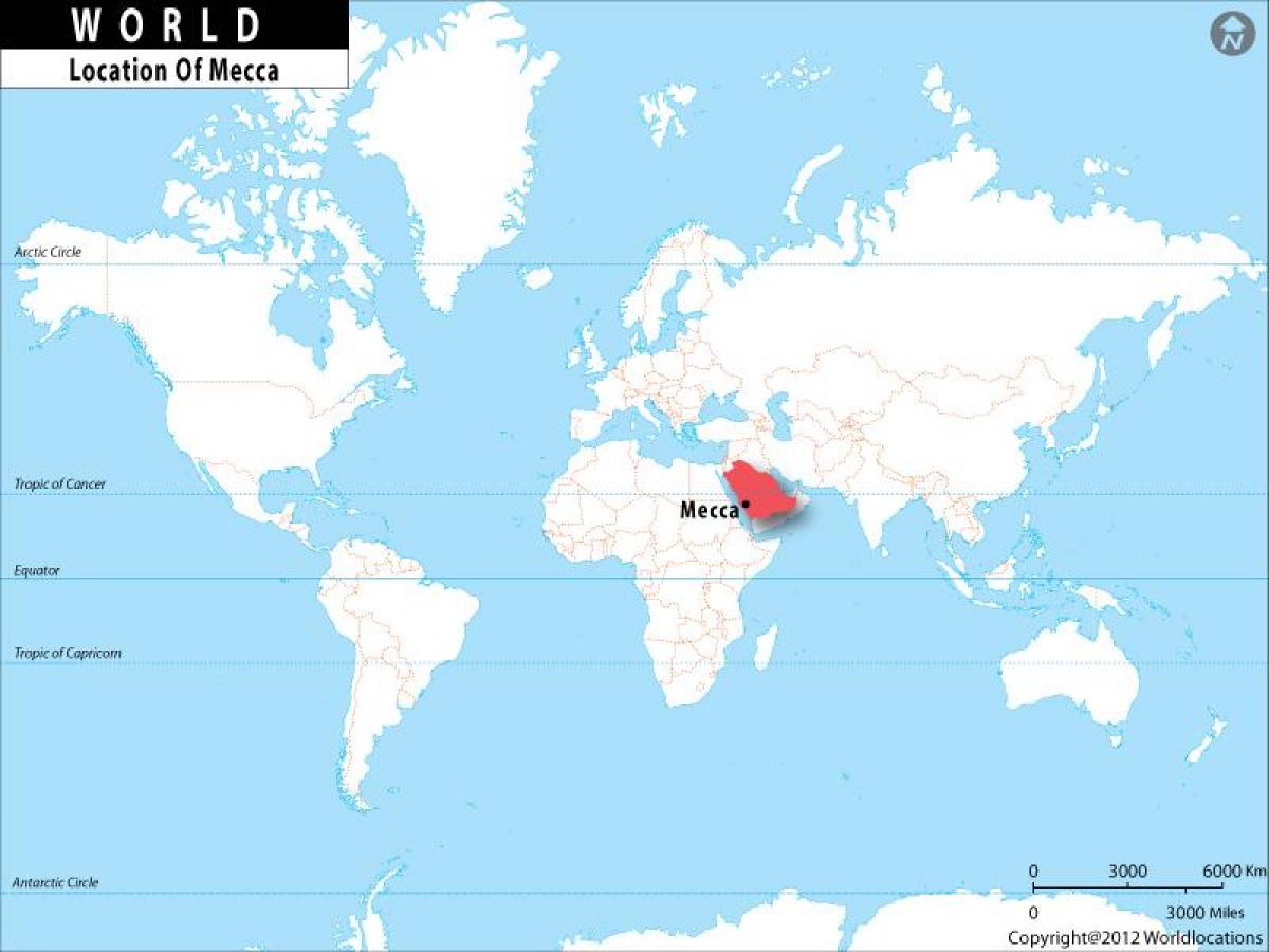 مكة المكرمة في خريطة العالم